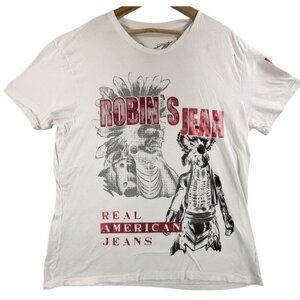 Robins Jean Shirt Men 3XL White Native American Real American Jeans Made USA Y2K